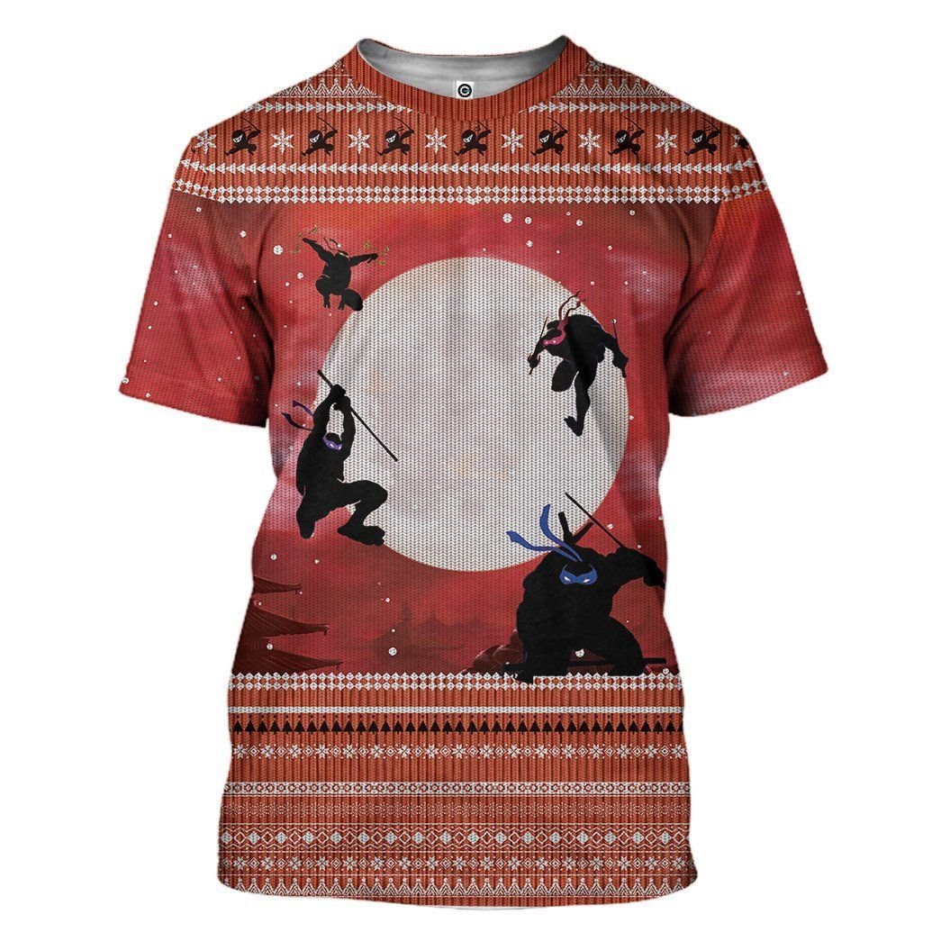 Casespring 3D Ninja Ugly Christmas Sweater Custom Tshirt Apparel