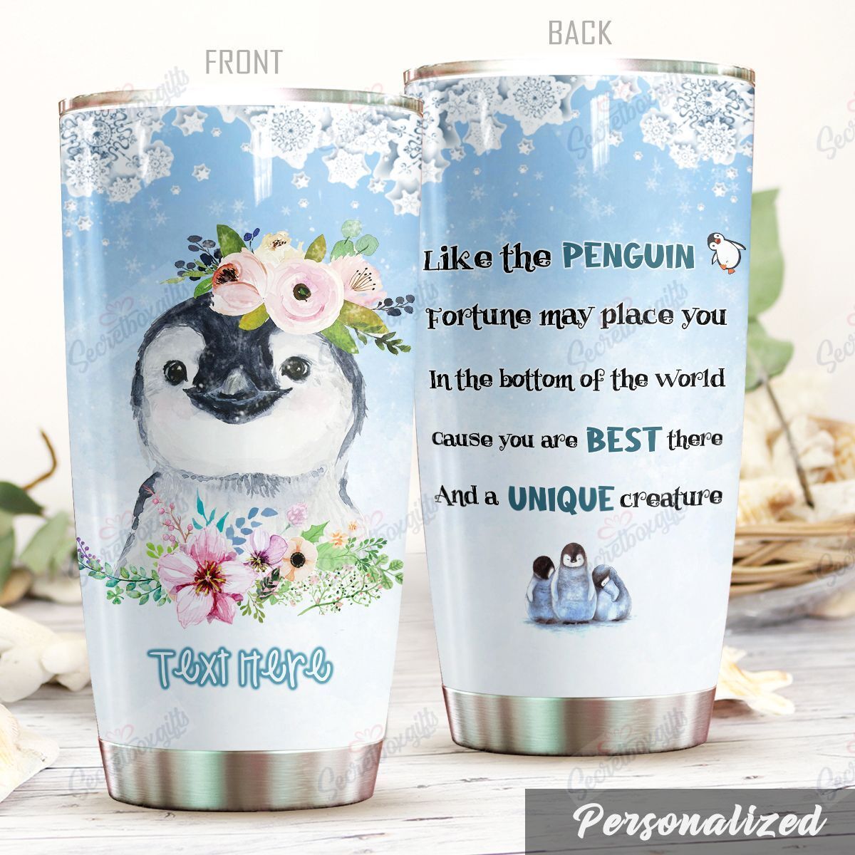 Personalized Penguin Nc0910319Cl Stainless Steel Tumbler Customize Name, Text, Number