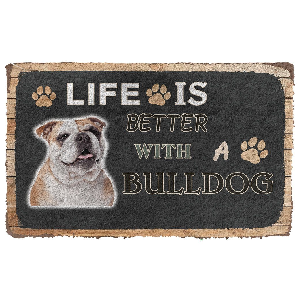 Gearhumans  Gearhuman 3D Life Is Better With A Bulldog Custom Doormat