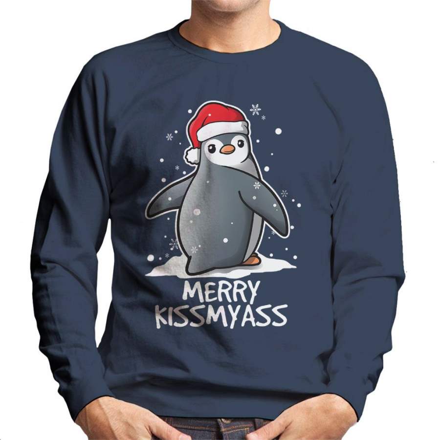 Sassy Penguin Merry Kissmyass Christmas Men’s Sweatshirt