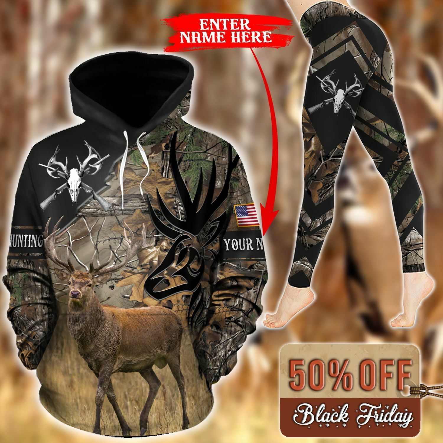 Love Hunting Personalized Camouflage Unique 3D Printed Sublimation Leggings Hoodie Set Hooded Sweatshirt Comfy Yoga Pants Tummy Control CTC1401503 New Hoodies