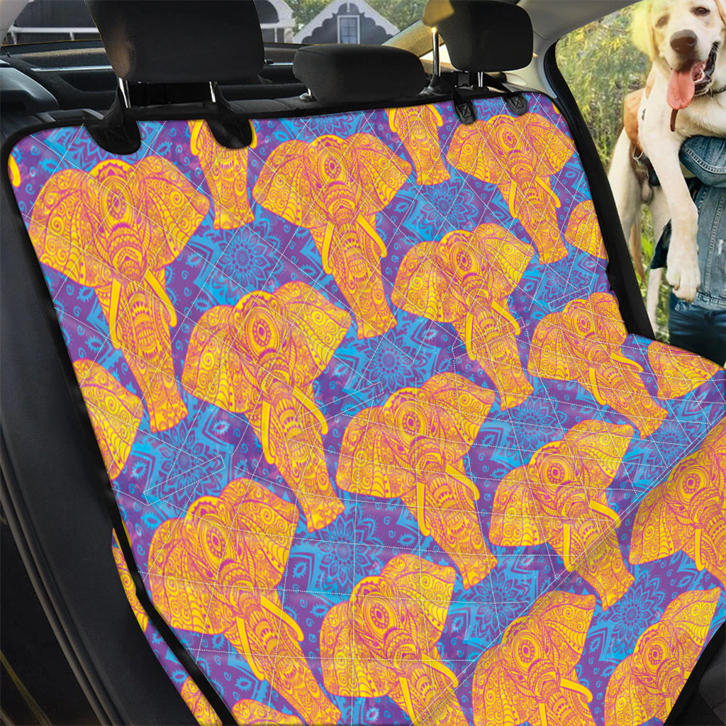 Yellow Mandala Elephant Pattern Print Pet Car Back Seat Cover