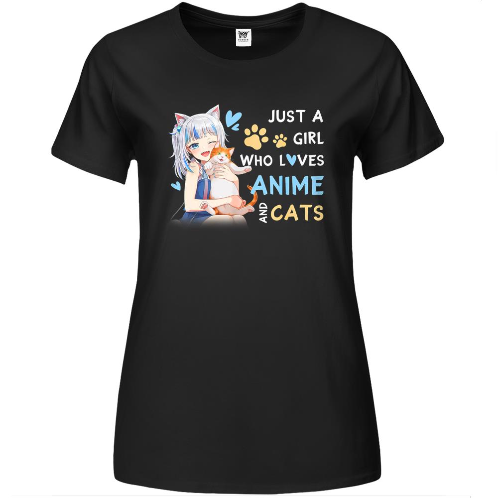 Just A Girl Who Loves Anime And Cats Anime Girls Teenager Premium Womens T Shirts