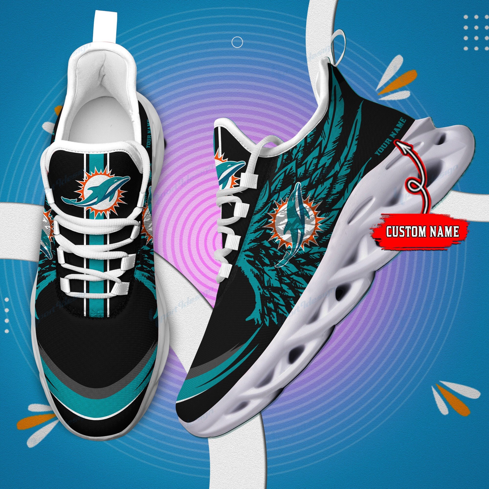 Miami Dolphins Personalized Yezy Running Sneakers Bb670