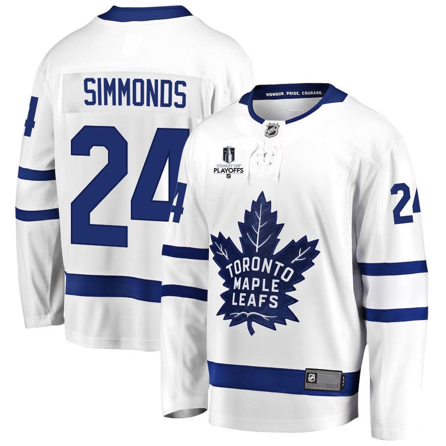 Wayne Simmonds 24 Toronto Maple Leafs Stanley Cup 2023 Playoffs Patch Away Breakaway Men Jersey – White