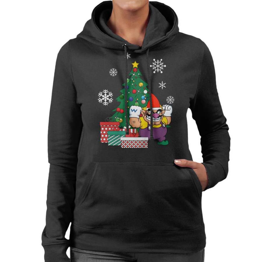 Wario Around The Christmas Tree Super Mario Bros Women’s Hooded Sweatshirt