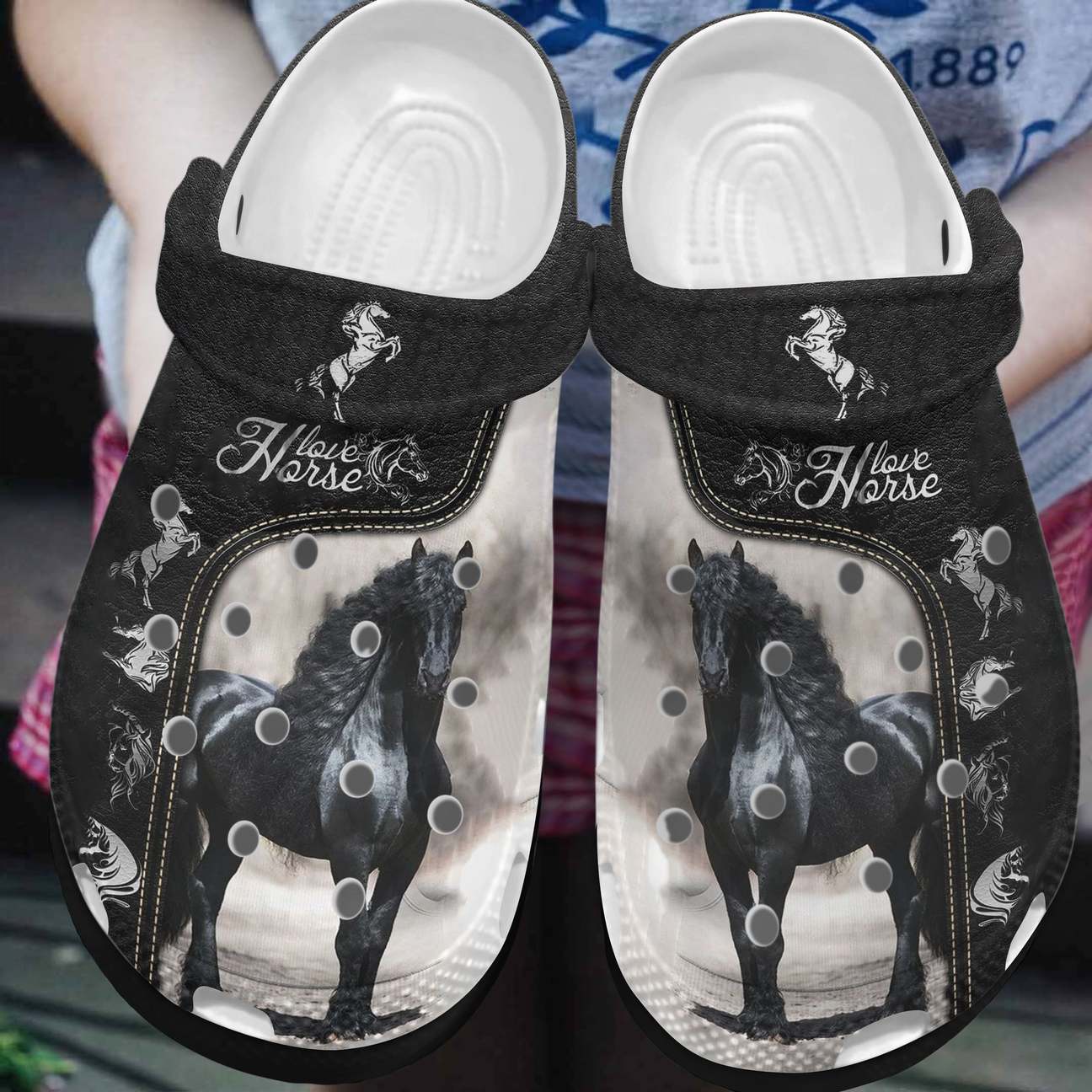 Horse Personalized Clog, Custom Name, Text, Color, Number Fashion Style For Women, Men, Kid, Print 3D Just Love Horses