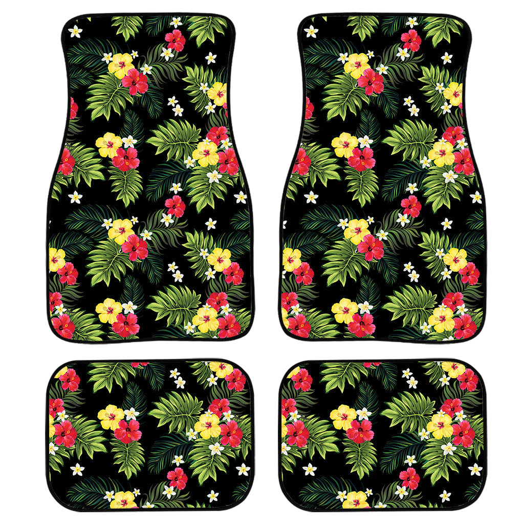 Tropical Hibiscus Aloha Pattern Print Front And Back Car Floor Mats, Front Car Mat