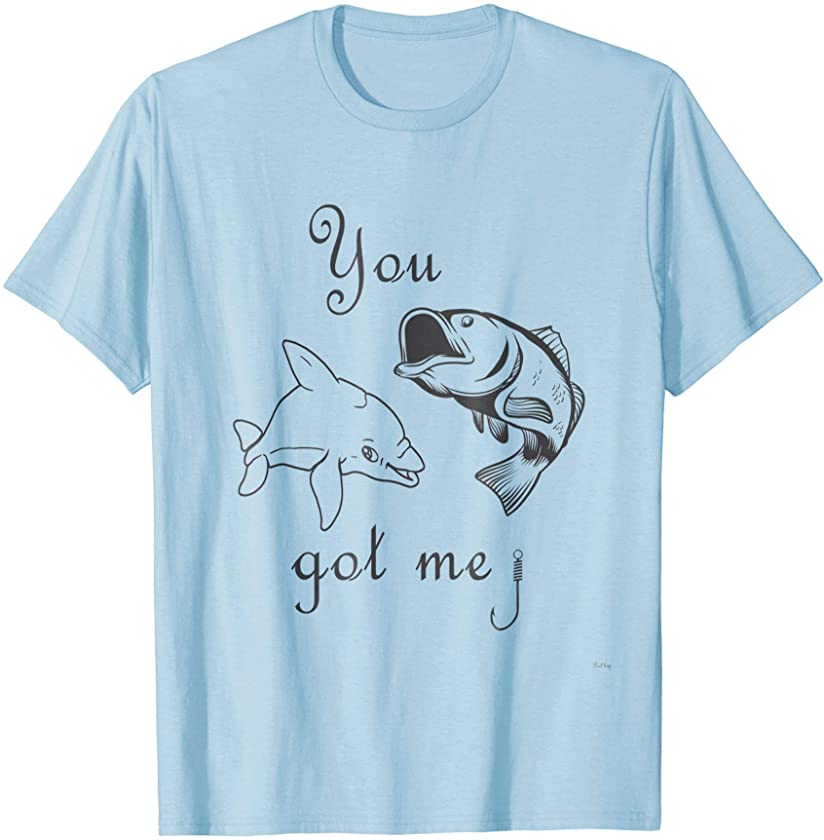 Funny and cute fishing gear fish, dolphin, fish hook t-shirt