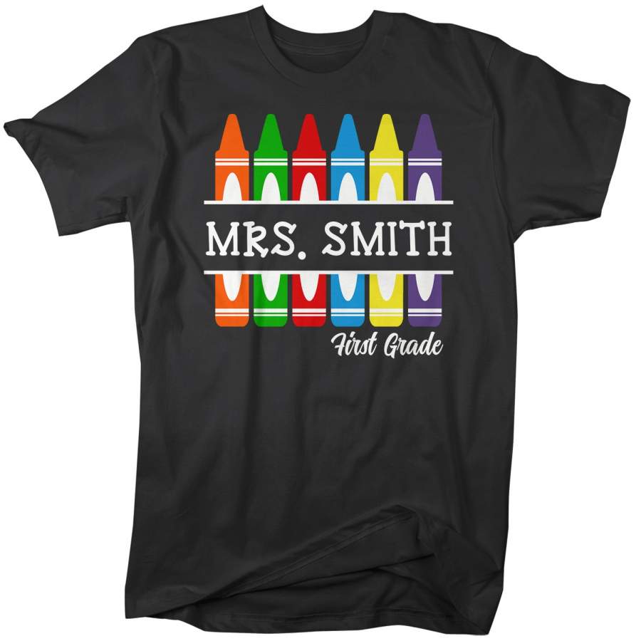 Men’s Personalized Teacher T Shirt Crayon Shirts Custom T Shirt Custom Teacher School Shirts Crayons