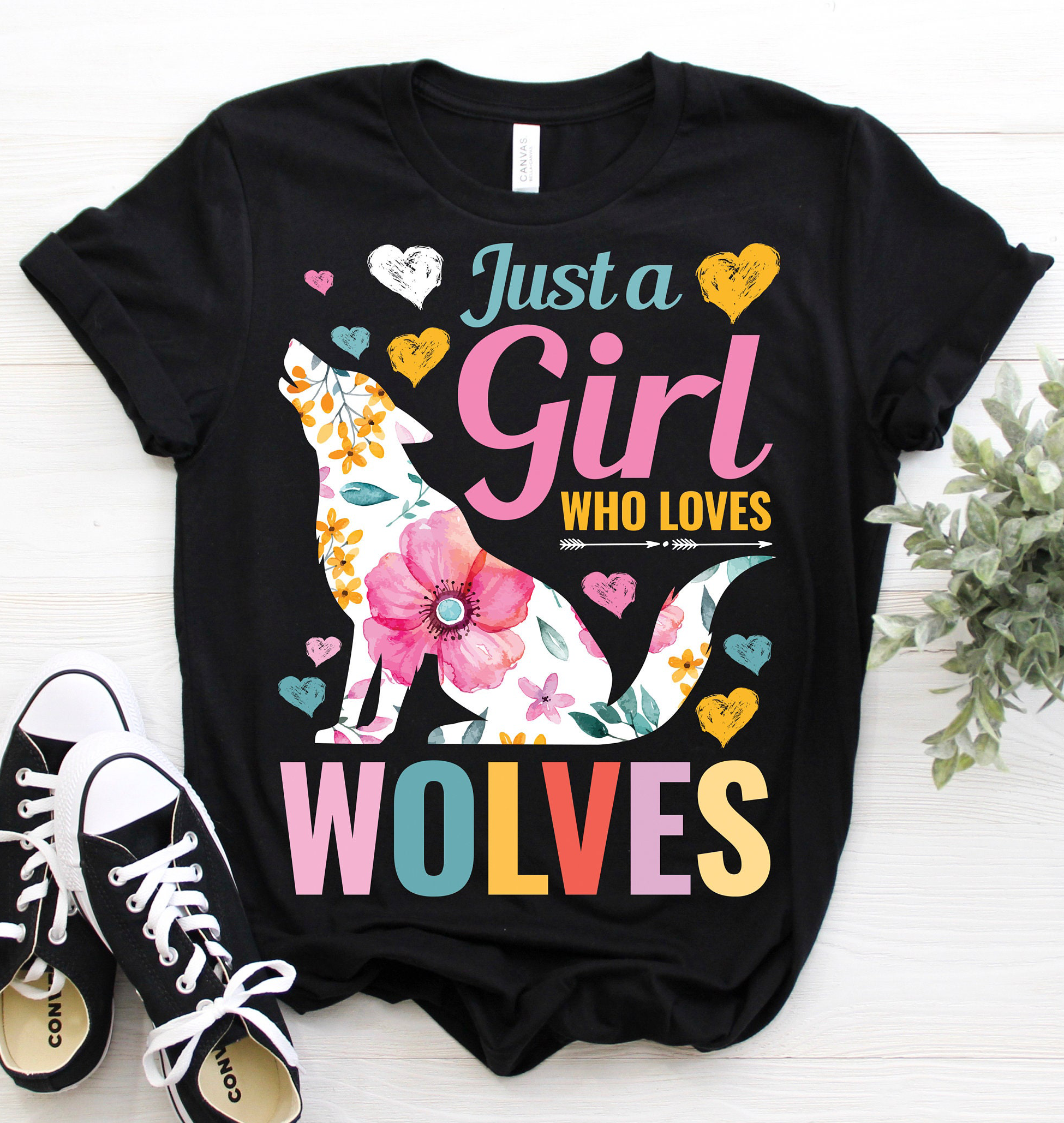 Just A Girl Who Loves Wolves Flower Standard/Premium T-Shirt Hoodie