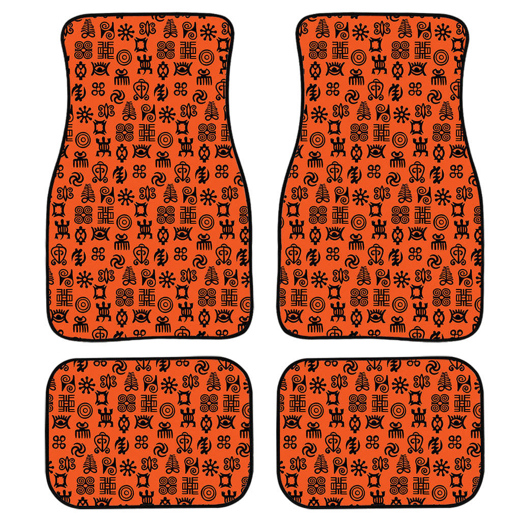 West African Adinkra Symbols Print Front And Back Car Floor Mats, Front Car Mat