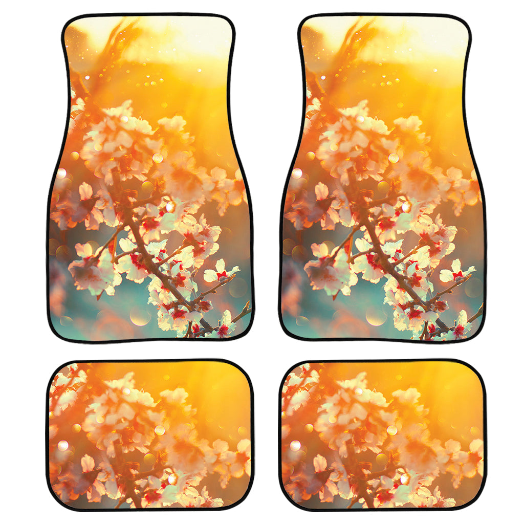 Sunrise Japanese Cherry Blossom Print Front And Back Car Floor Mats, Front Car Mat