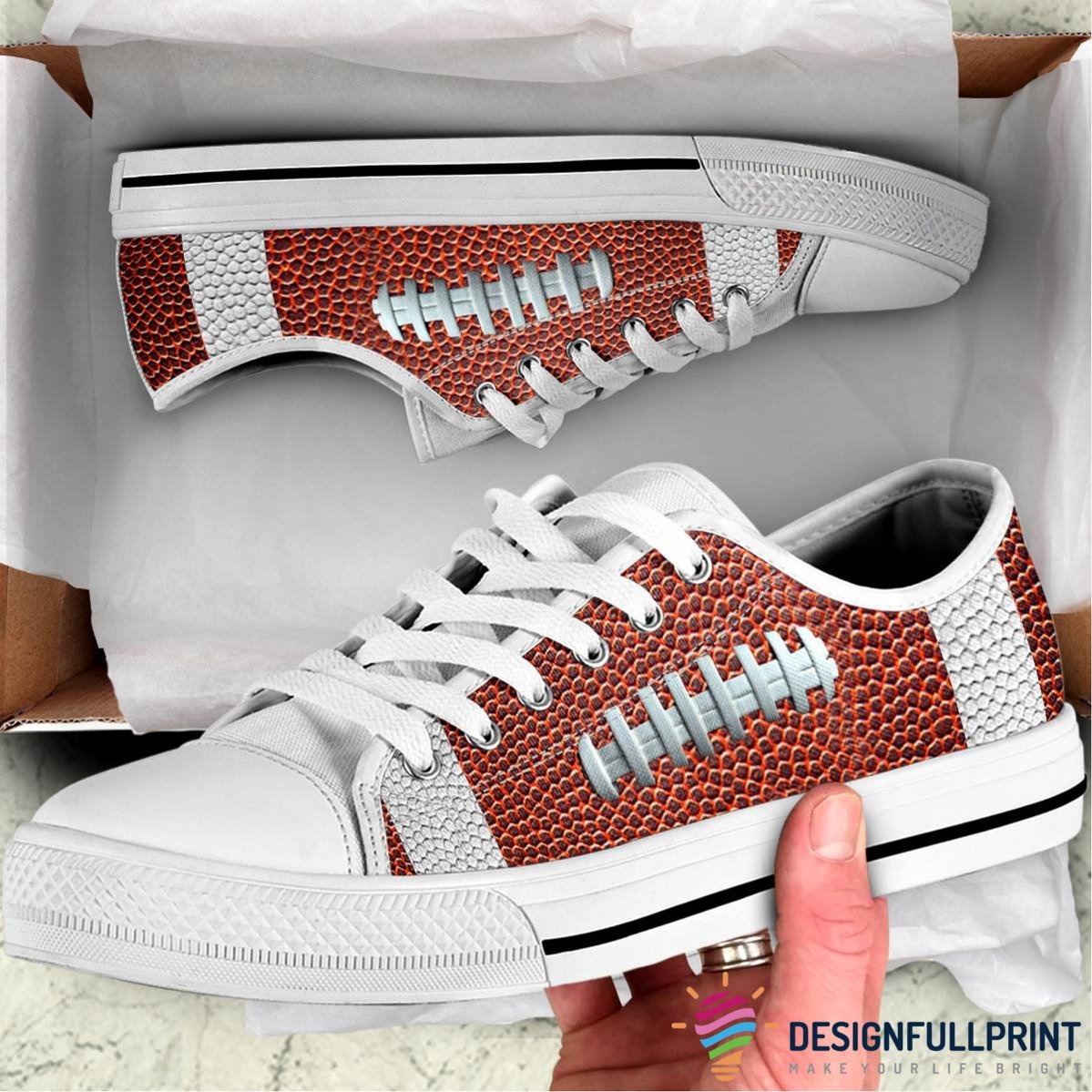 Football Fan Gift Football All Over Printed Lowtop Canvas Shoes Nh