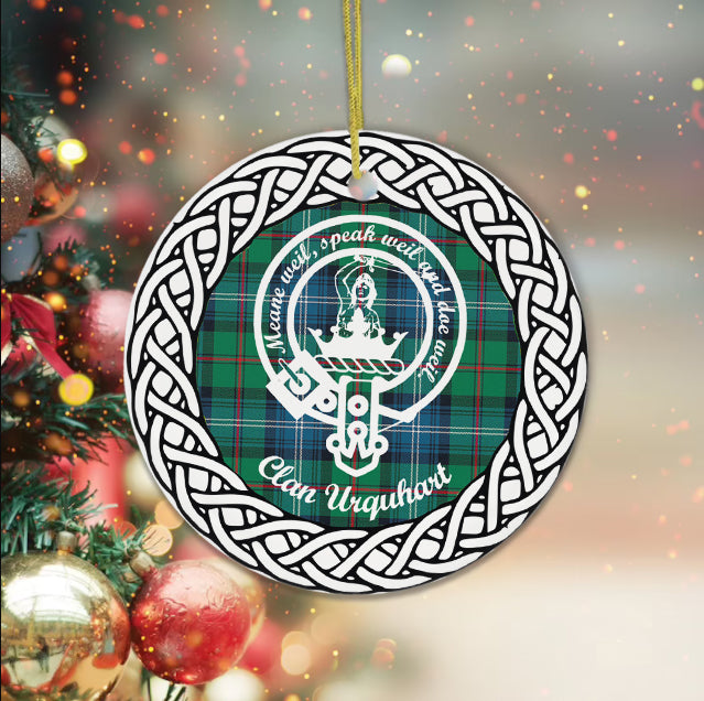 Urquhart Clan Tartan Crest Badge Plaid Ornament Gift. Christmas Tree Ornament Tartan Ornament Great Christmas Ornaments Gift