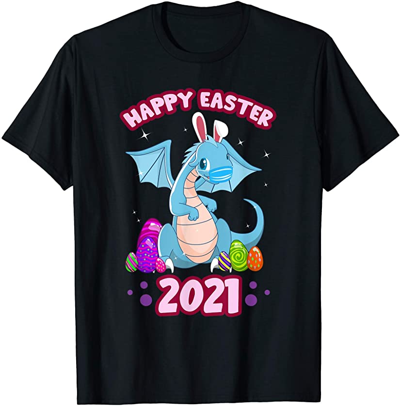 Easter 2021 Dragon Bunny and Eggs Social Distancing T-Shirt