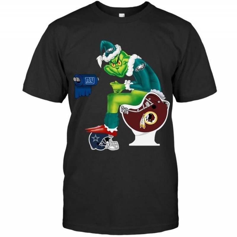 Philadelphia Eagles Christmas Grinch In Toilet T-Shirt