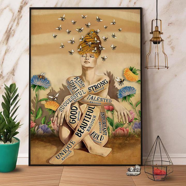 Bee Girl Kind Enough Strong Enough Gift For Family Home Decor Matte Canvas Canvas Prints