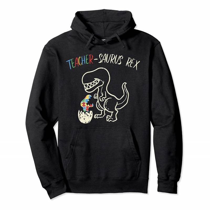 Teachersaurus T-Rex Shirt Autism Awareness Dinosaur Teacher Pullover Hoodie