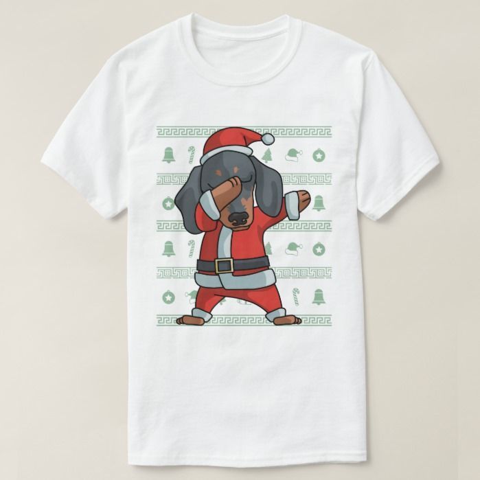 Dabbing Dachshund Dog Shirt Christmas Dab Dance Adult Shirt