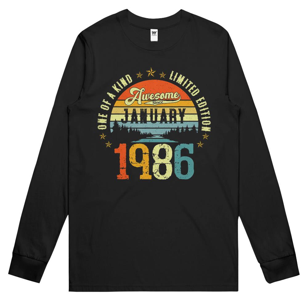 Awesome Since January 1986 Vintage 36Th Birthday Long Sleeve T Shirts