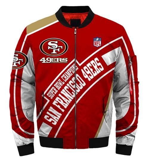 San Francisco 49Ers 3D Bomber Jacket Supper Bowl Champions Winter Gift For Men For Fans