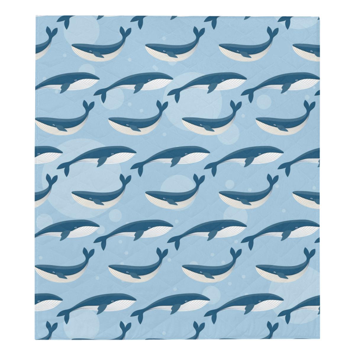 Blue Whale Pattern Print Design 02 Premium Quilt