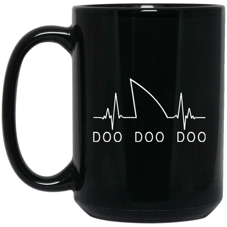 Shark Heartbeat for Shark Lovers – Shark doo doo doo BM15OZ 15 oz. Black Mug