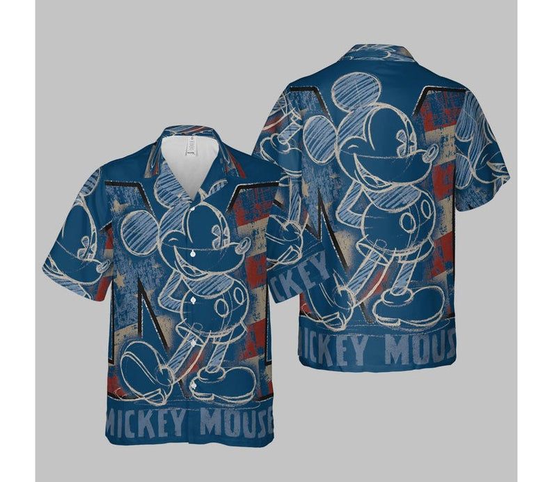 Disney Americana Mickey Sketch Hawaii Shirt Ha84783