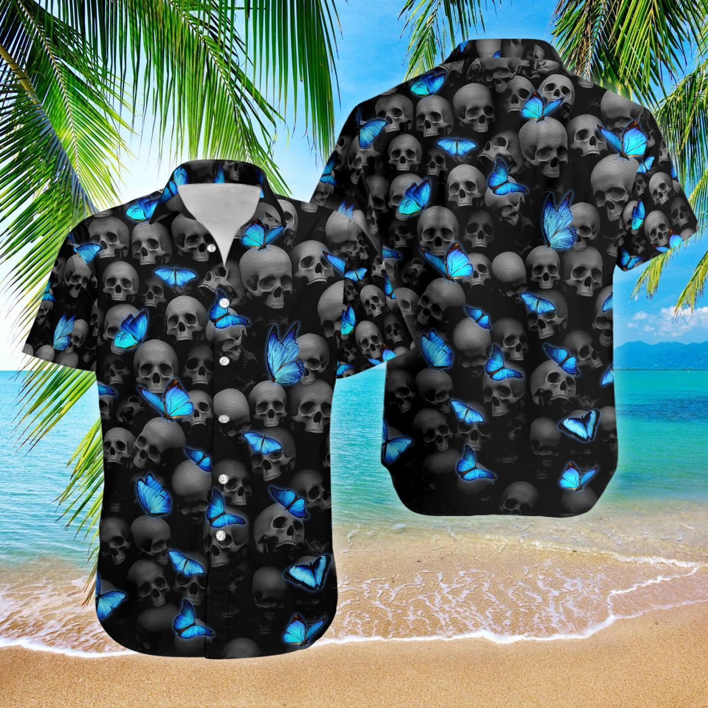 Butterfly Skull Hawaii Shirts Ha44361