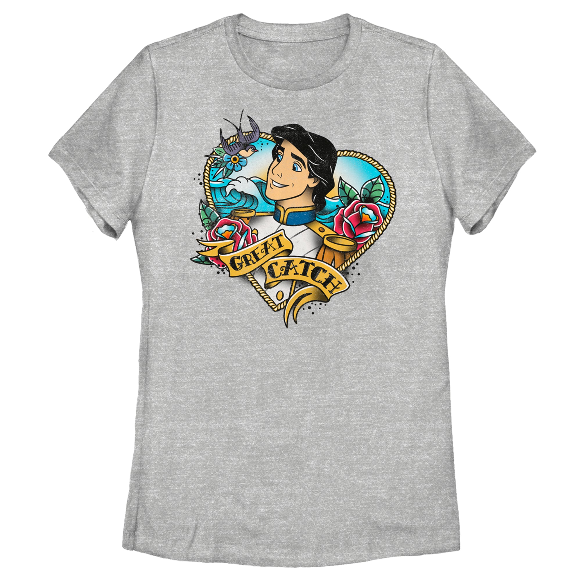 The Little Mermaid Women’S Prince Eric Great Catch Tattoo  T-Shirt