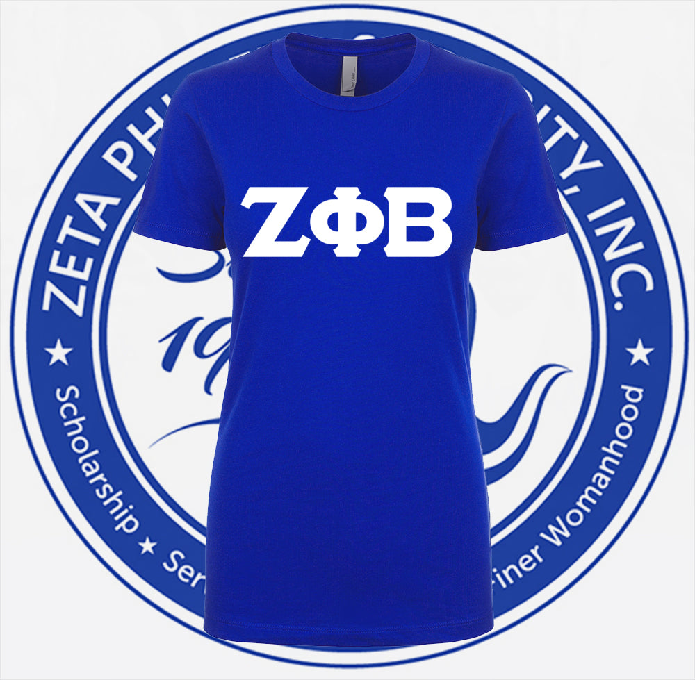 Zeta Phi Beta Royal Ideal T-Shirt Wht Letters