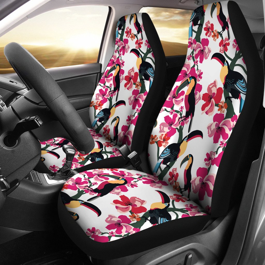 Toucan Flower Design Pattern  Universal Fit Car Seat Covers