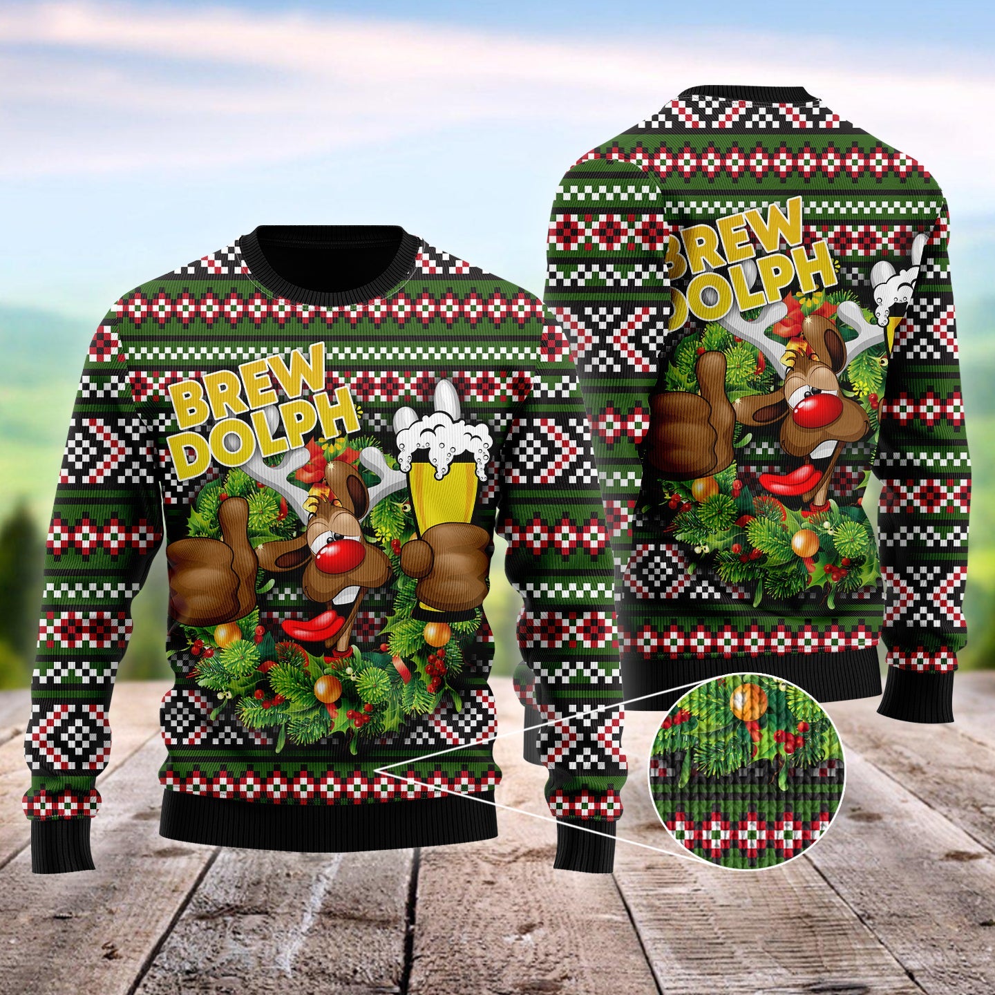 Brewdolph Reindeer Christmas Ugly Christmas Sweater | For Men & Women | Adult | Uh1307