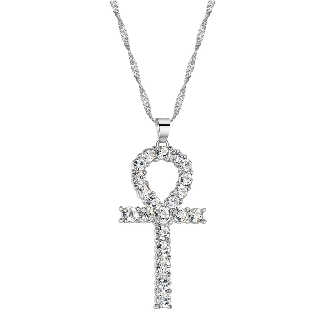 Viking Crystal EYE Cross Ankh Necklace For Women Men Amulet Religion Punk Vintage Jewelry Evil Eye Golden Chains Necklaces alx