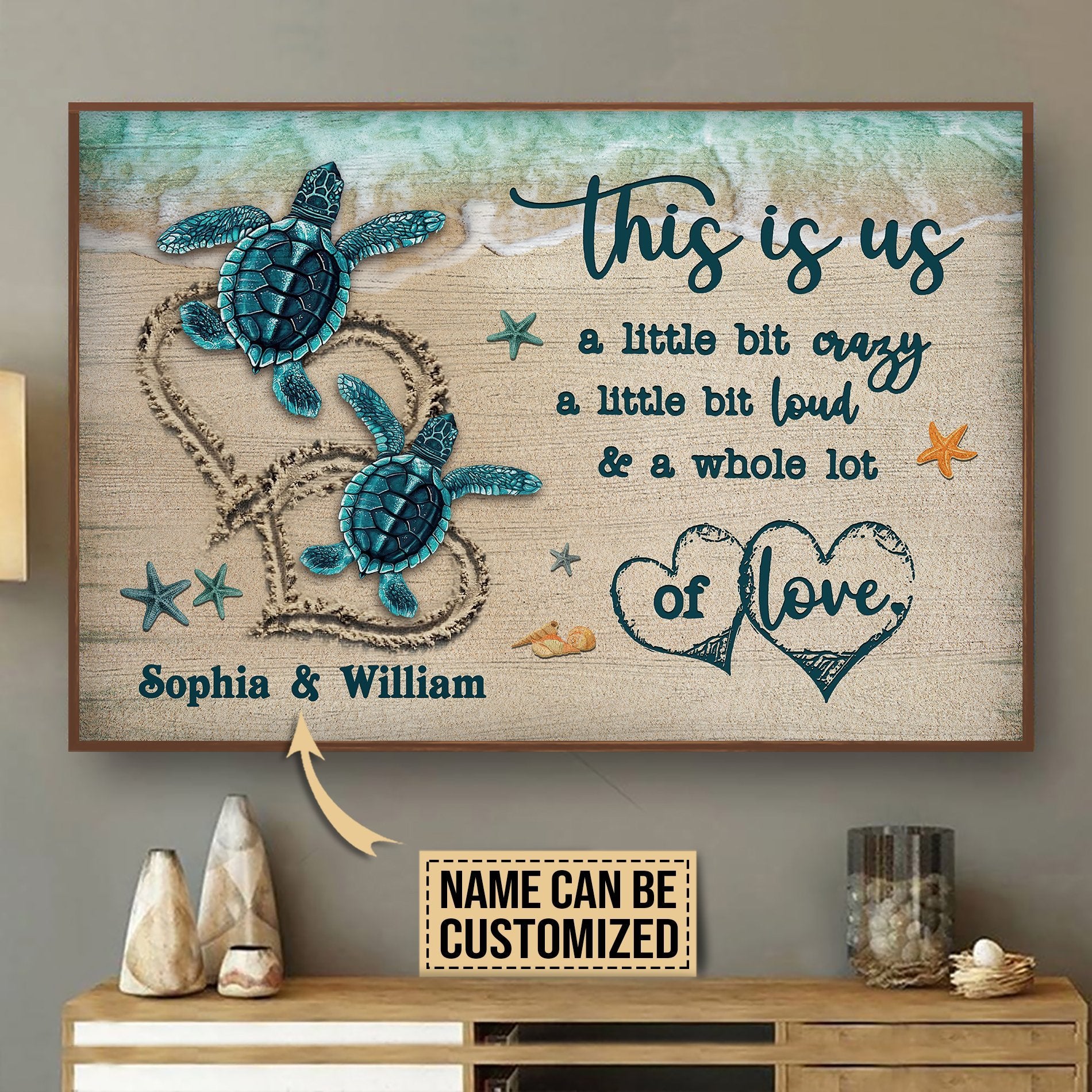 Aeticon Gifts Personalized Blue Sea Turtle This Is Us Canvas Mom Dad Gift Home Decor