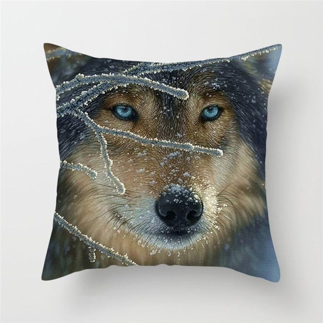 3D Wolf Cushion Cover