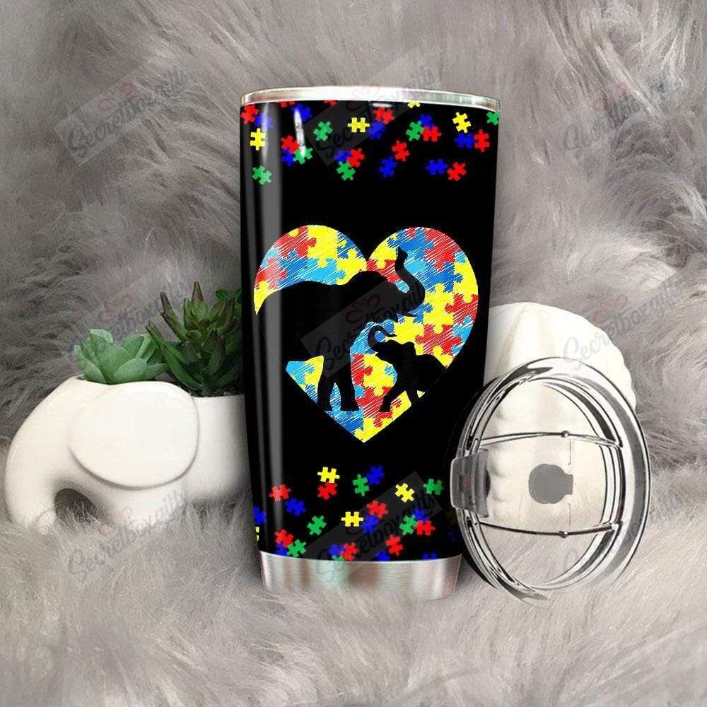 Personalized Elephant Autism World Autism Awareness Nc2011300Cl Stainless Steel Tumbler Customize Name, Text, Number