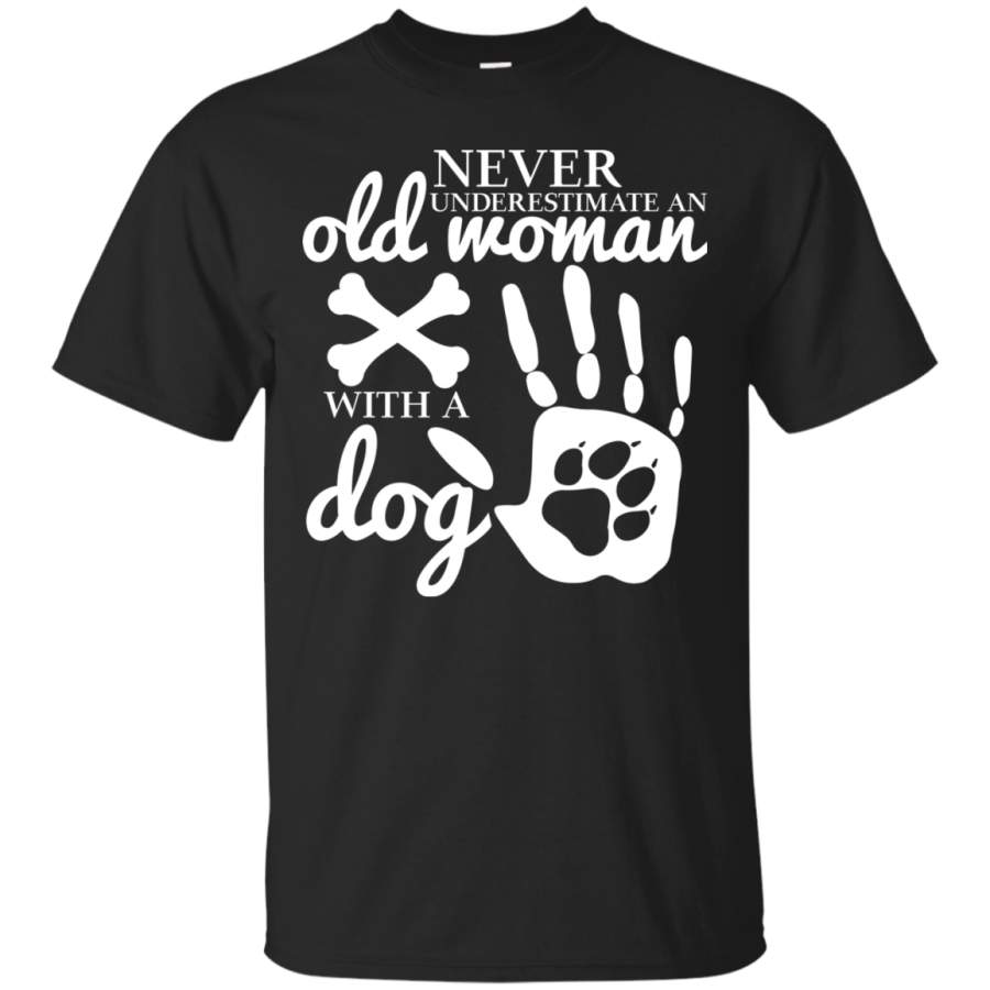 AGR NewmeUp Men’s Dog Tshirts Never Underestimate An Old Woman With A Dog Shirt