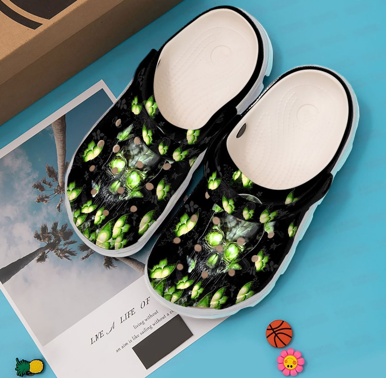 Butterfly Personalized Clog, Custom Name, Text Butterflies Skull, Fashion Style For Women, Men, Kid, Print 3D