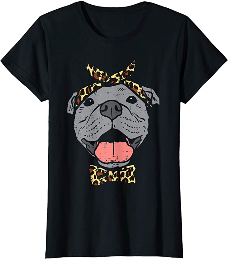 Pitbull Leopard Print Bandana Pitties Dog Lover Owner Gift T-Shirt