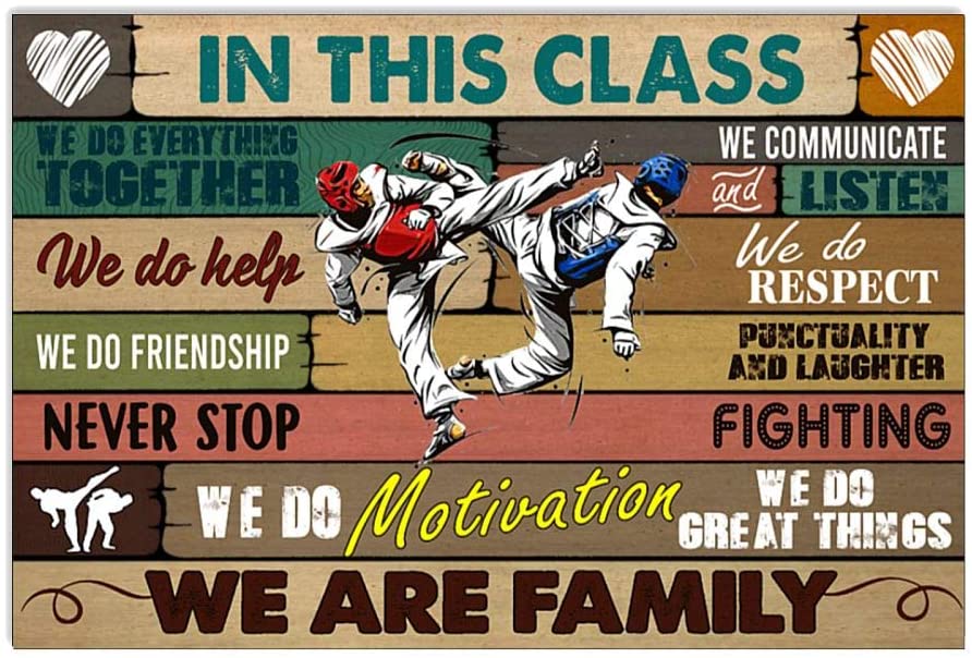 Vintage Man Taekwondo In This Class Friendship Motivation Respect Poster Art Print      Home Decor Gift For Men Women Family Friend On Birthday Xmas