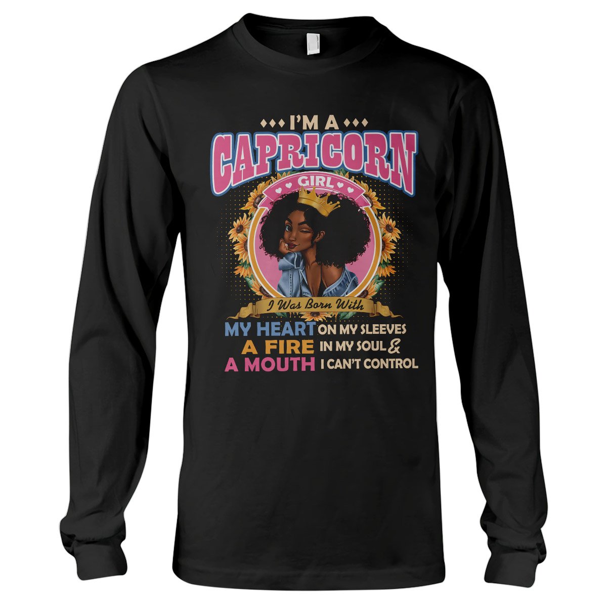 Black Queen Im A Capricorn Girl Ez13 1609 Long Sleeve T-Shirt