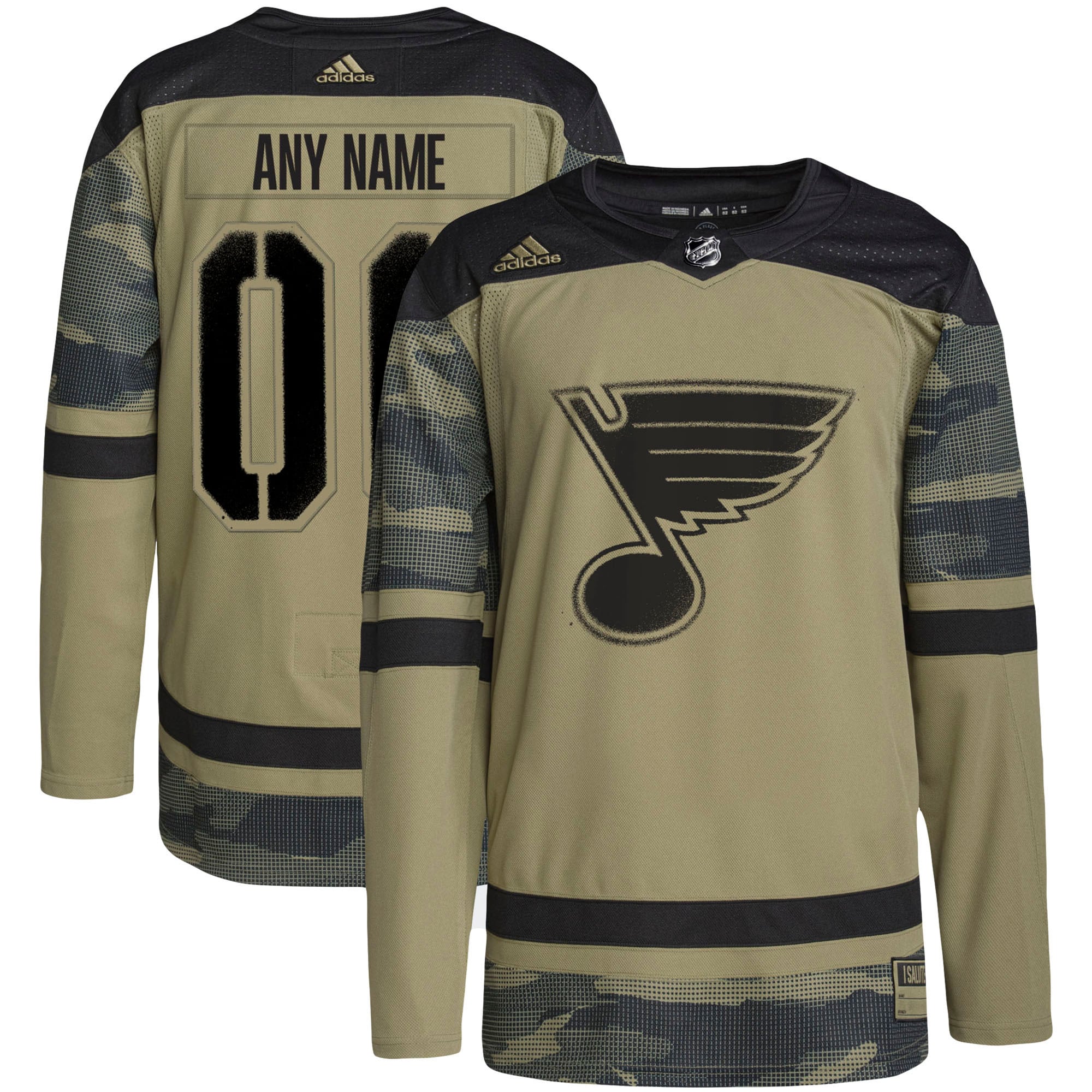 Men's St. Louis Blues adidas Camo Military Appreciation Team Authentic Custom Practice Jersey