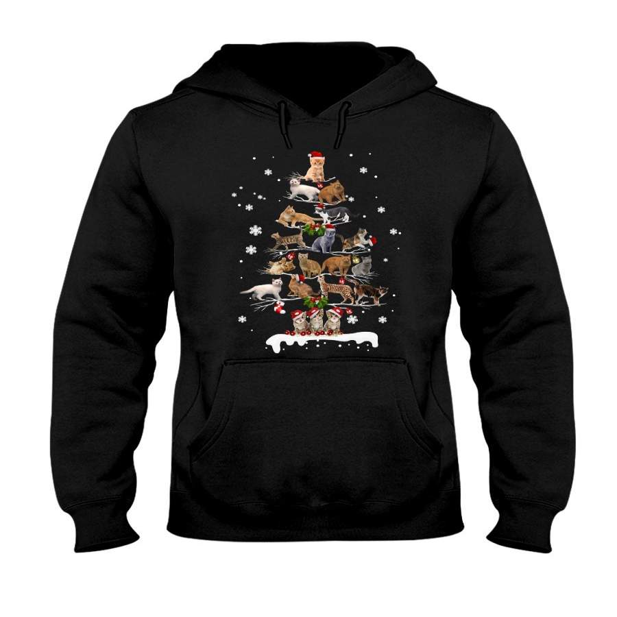 Cat Christmas Tree Gift For Christmas Black Hoodie