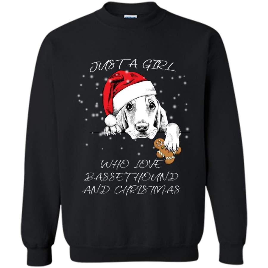 Just a Girl Who Loves Basset Hound Dachshund And Christmas – Gildan Crewneck Sweatshirt