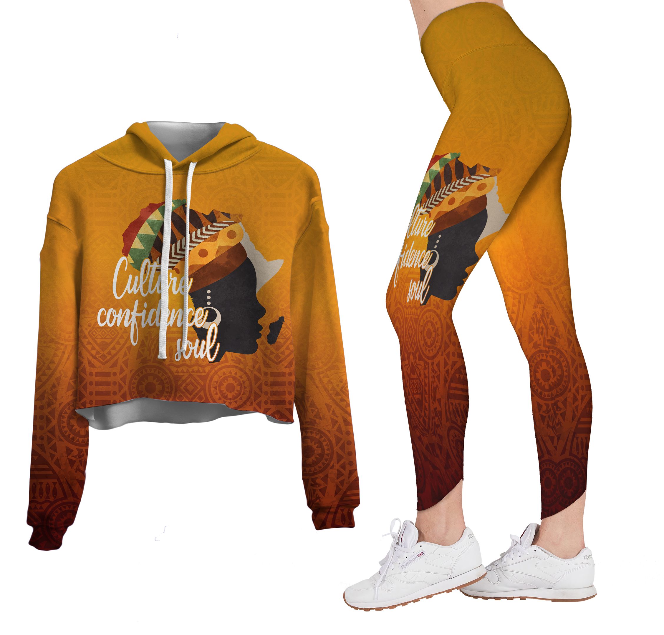 African American Crop Top + Leggings, Culture Confidence Soul Leggings Crop Top