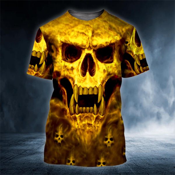 Yellow Vampire Skull 3D All Over Printed Unisex Tshirt Us Size