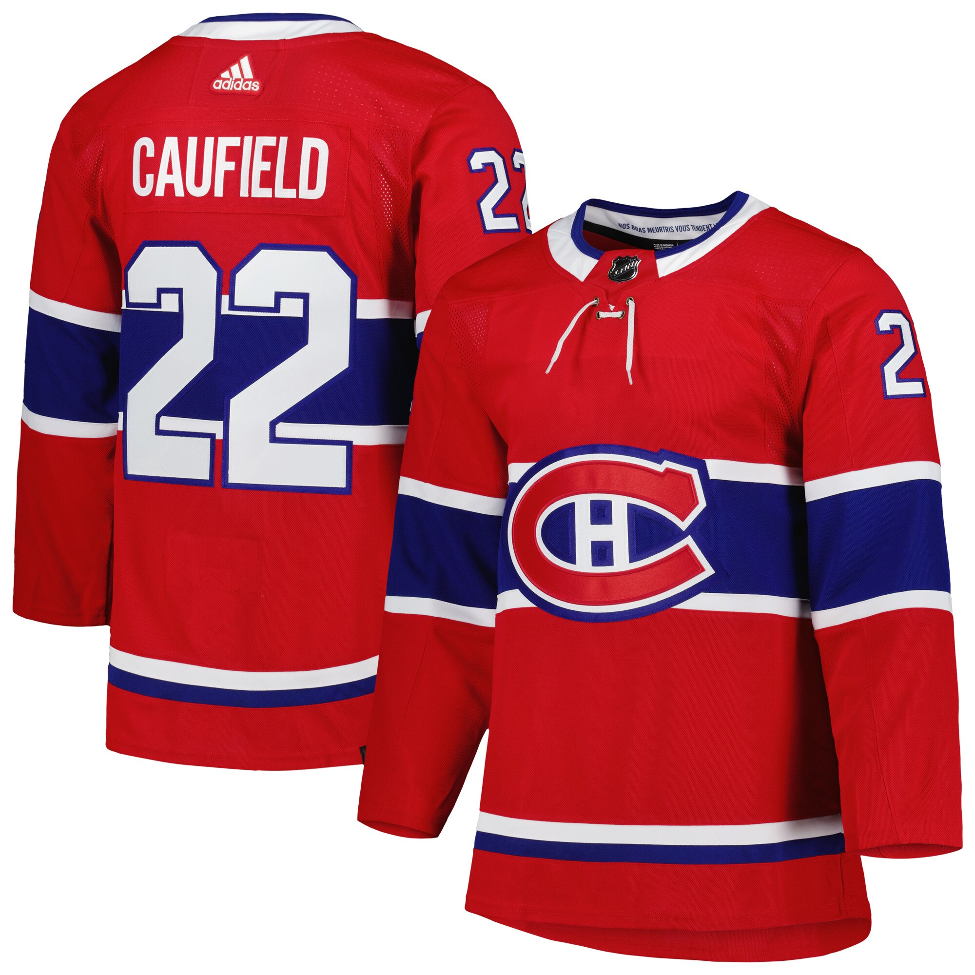 Men's Montreal Canadiens Cole Caufield adidas Red Home Primegreen Authentic Pro Player Jersey