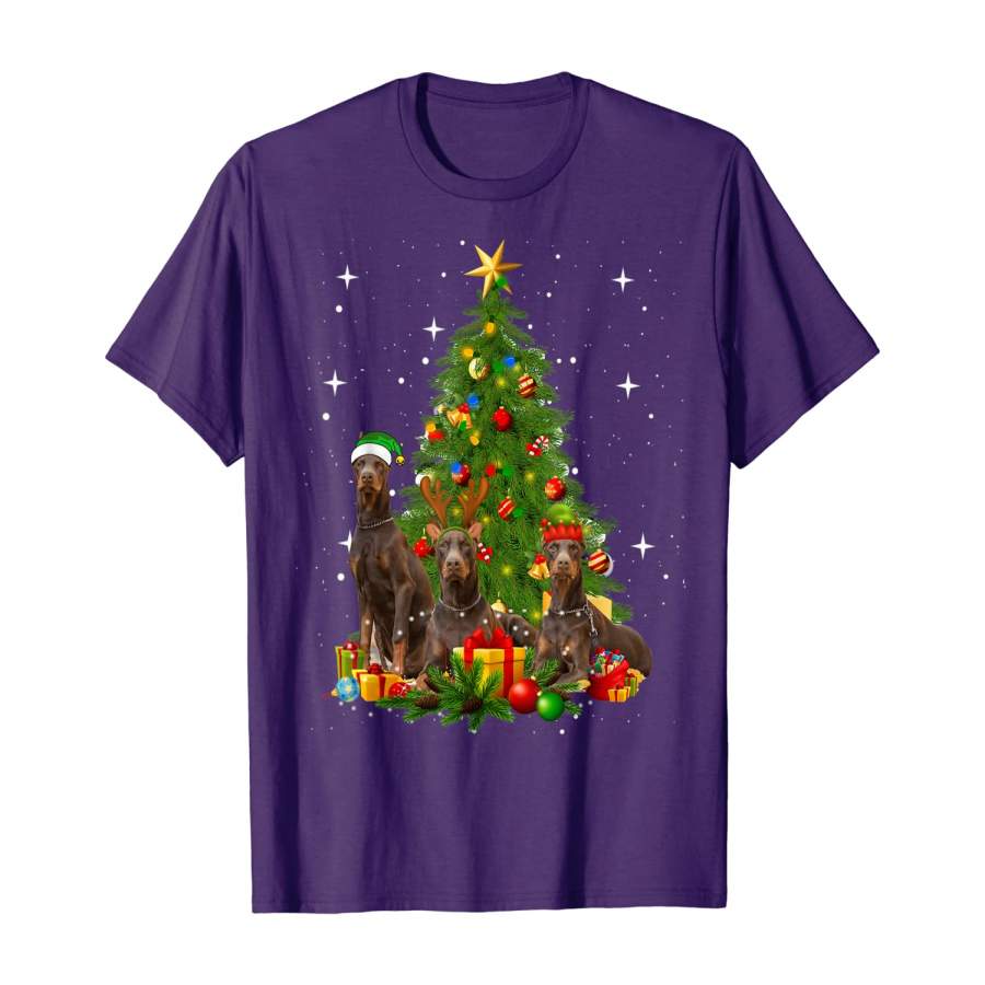 Doberman Dog Christmas Tree T-Shirt Christmas Gift Ideas